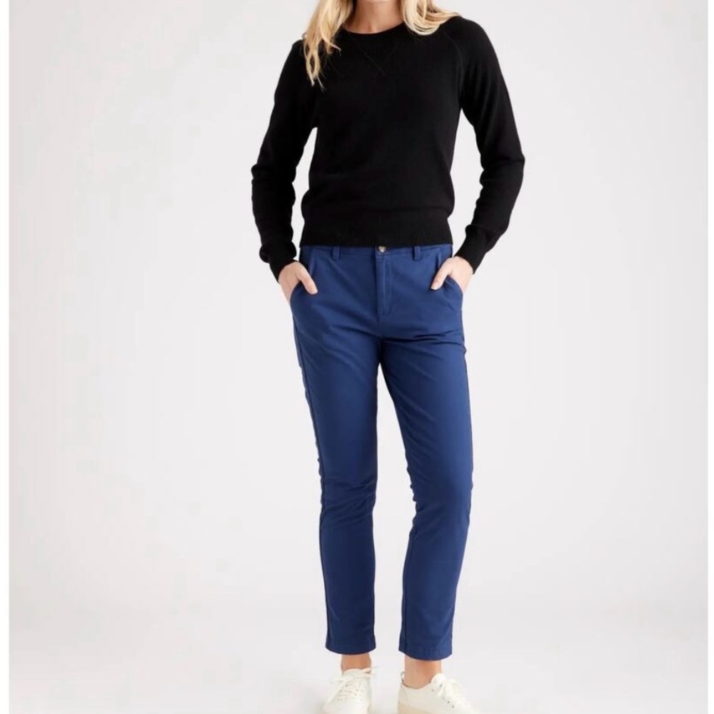 QUINCE Navy  organic Stretch Cotton Twill Girlfriend Chino Pants NWT size 26